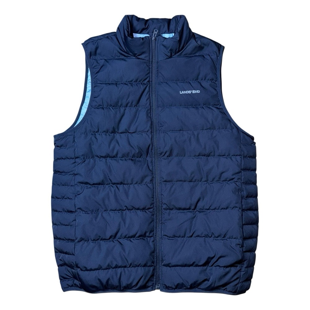 Lands End NWT Mens Navy FP 600 Allied Feather and Down Zipper Puffer Vest Sz Med - Picture 1 of 13